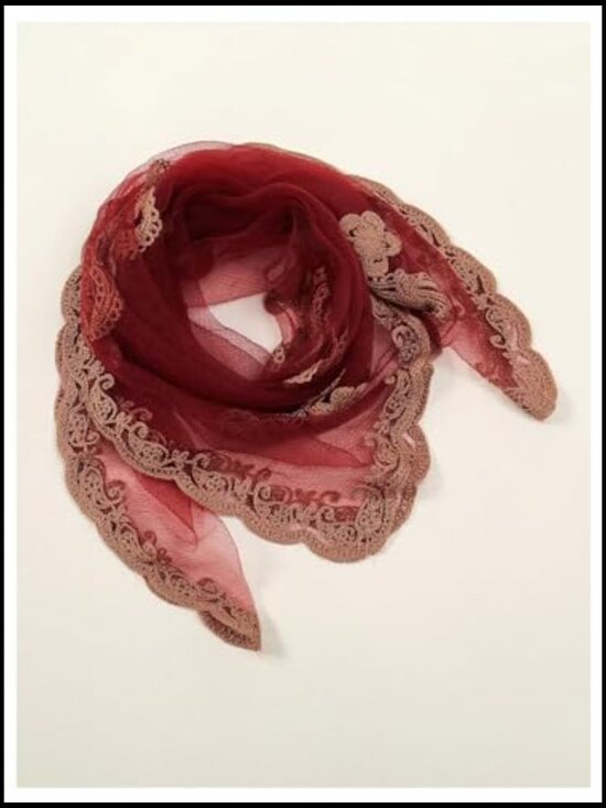 Embroidered Sheer Lace Headband Hair Scarf Lightweight Chic Y2K Boho Wrap main image 6
